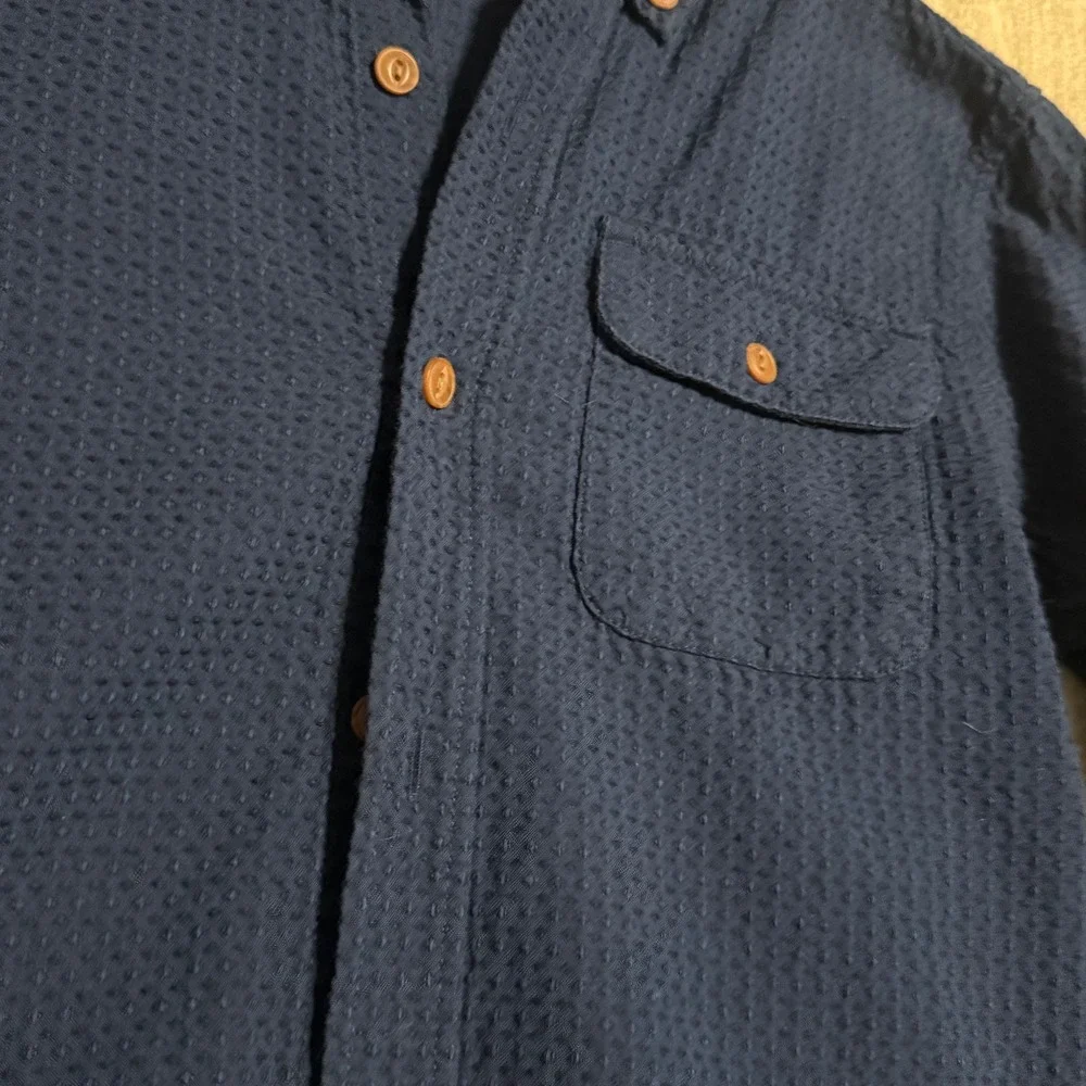 Old Navy Boys‎ Long Sleeve Textured Button Down Shirt Navy Size M 8